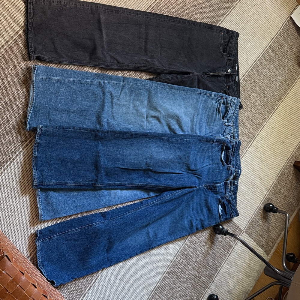Old Navy Black and Blue denim wide-leg jeans set of three!